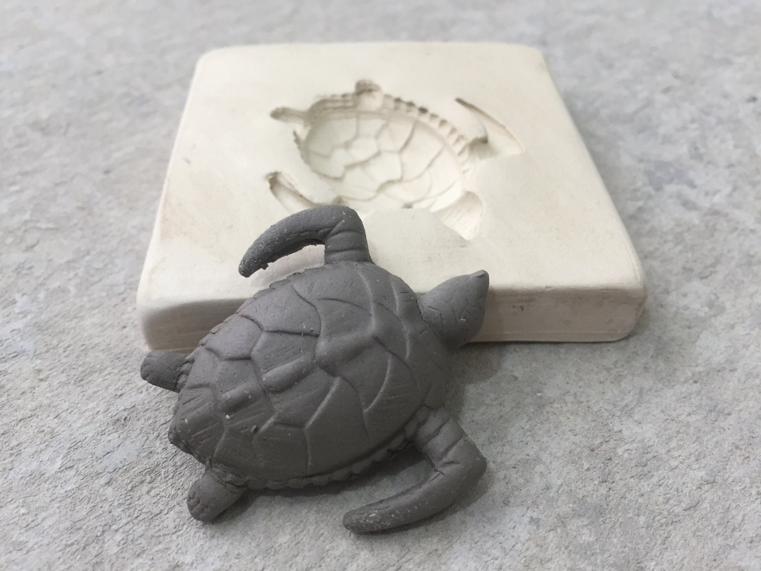 Clay Stamp Small Sea Turtle Pottery Press Mold Relief Mold or