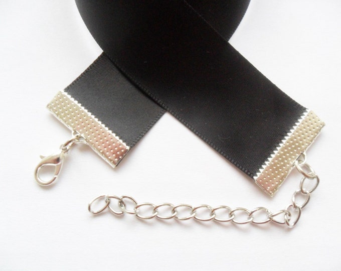 Black Satin choker necklace, 1" inch, 5/8" inch or 3/8" inch width, ribbon choker necklace.