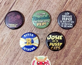 Riverdale inspired buttons - pinback or magnets ||| Jughead River Vixens Josie and the Pussycats Archie Betty Veronica Pop's badge pin