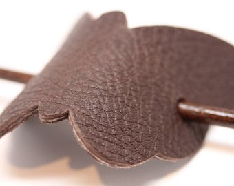 Simple and Unique: Dark Brown Leather Butterfly Hair Barrette with stick. Women's Hair Accessory Made in USA!