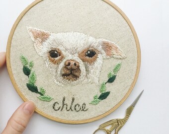 Embroidered Pet Portrait From Photo, Custom Pet Memorial, Personalized Thread Painting From Photo, Animal Lover Housewarming Gift