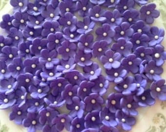 DEEP PURPLE Gum Paste Blossoms / Edible Cake Topper and Cupcake Decorations
