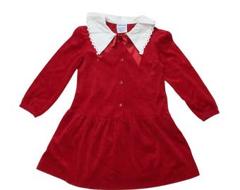 Vintage 90s Red Velvet Dress | 5 Years