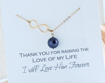 Mother of the Groom Necklace, Infinity Pearl Necklace, Mother of the Groom Gift, Mother in Law Wedding Gift from Bride, Mom Pearl Necklace