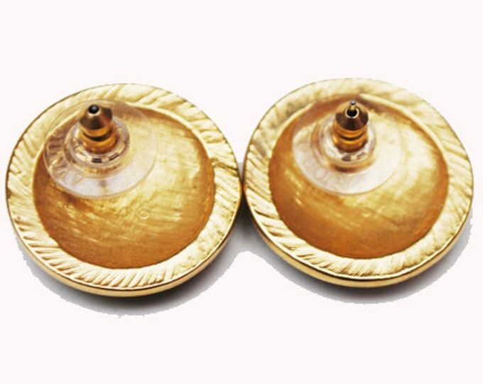 Avon Pierced Earrings - Black Enamel - rhinestones - gold - flowers -stud earrings