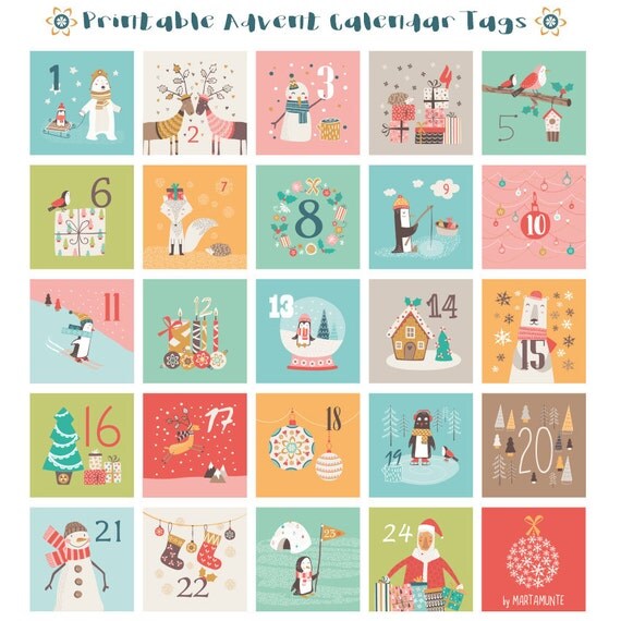 Items Similar To Printable Advent Calendar Tags 24 Tags