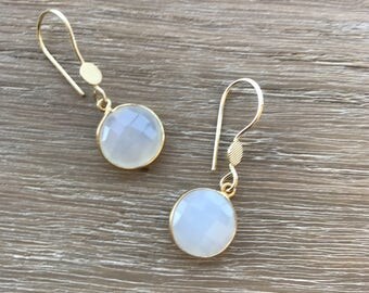 Moonstone Stone Earrings- Gemstone Silver Earrings- Earrings- Gold Moonstone Earring- Drop Moonstone Earrings- Silver- Silver Stone Earrings