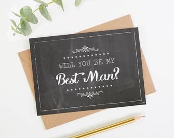 Will You Be My Best Man Card - Chalk Rustic