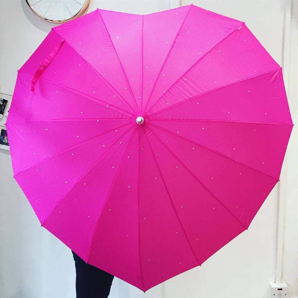 Hot Pink Sparkle Heart Umbrella Hot Pink Umbrella Pink