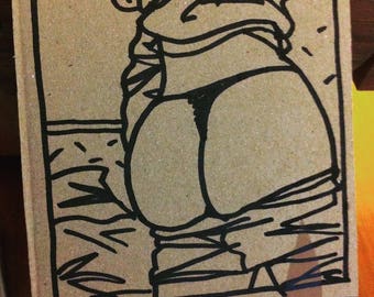 Dessin original, original artwork, erotic girl fille sexy sur carton