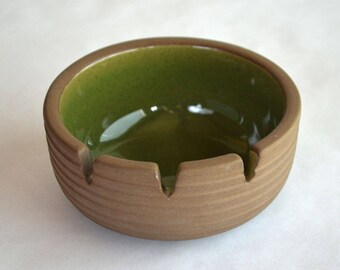 Small Heath Ashtray in Brown and Green Made in USA