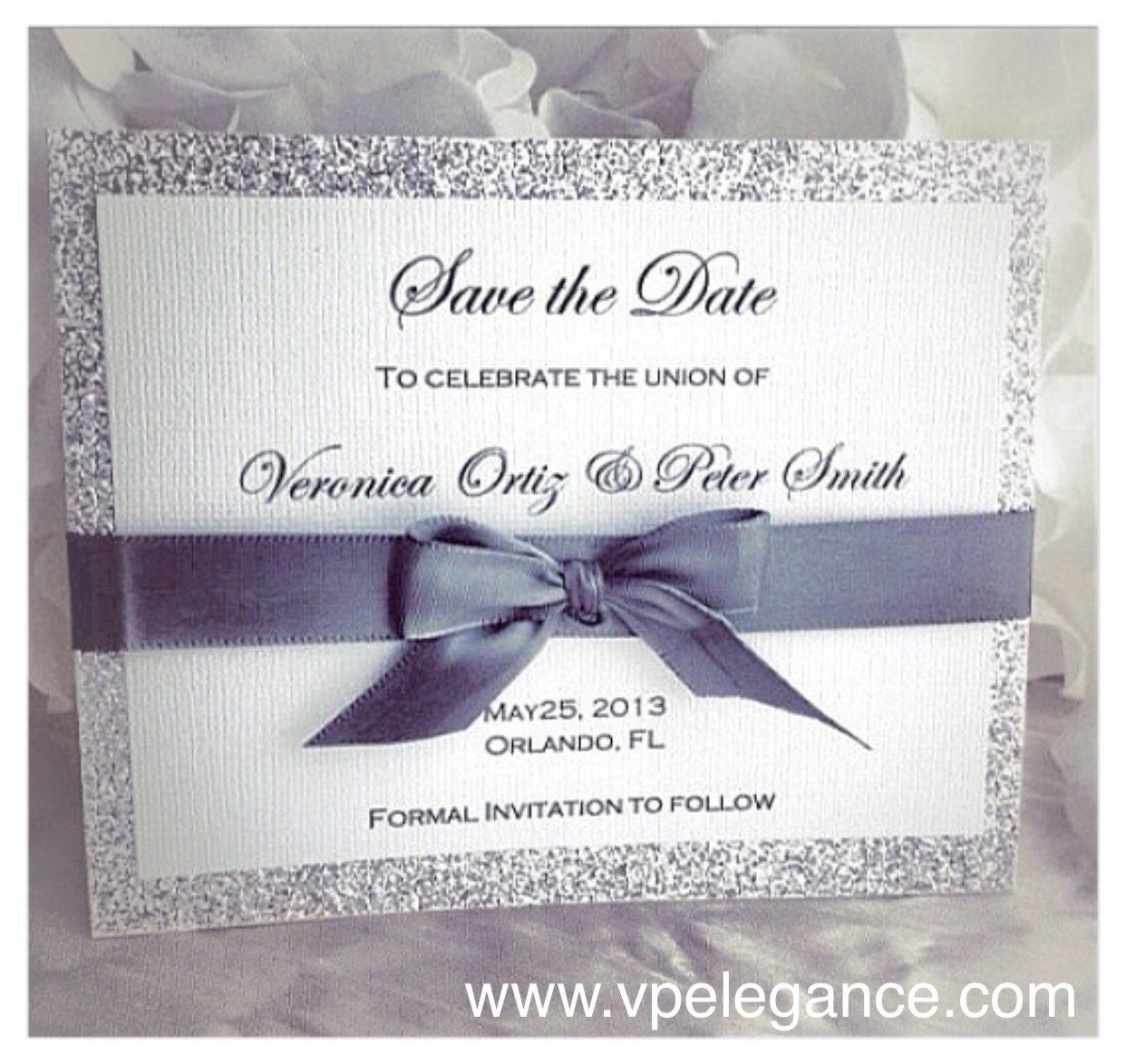 Silver Wedding Save the Dates Silver Save the Date Card