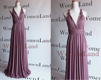 Mauve Color Floor Length Infinity Wrapping Convertible Bridesmaids Dresses Full Length Evening Gown Bespoke All Season Women Long Dress