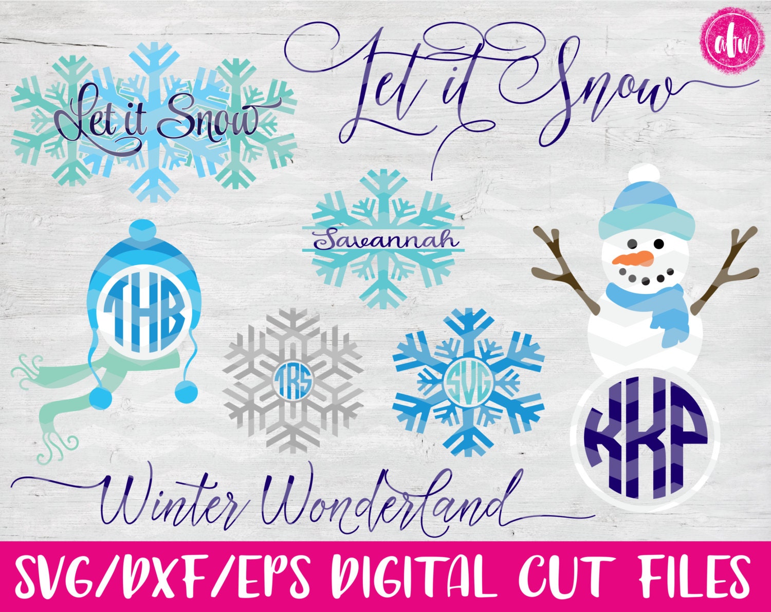 Download Winter Cut File Set SVG DXF EPS Winter Snowflake Snow