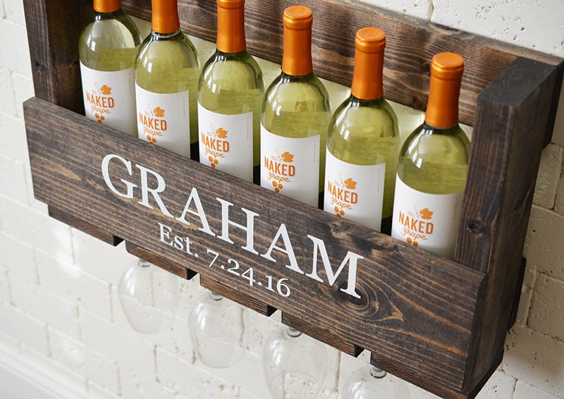 Wine Rack Wall Hanging Personalized Gift Family Name