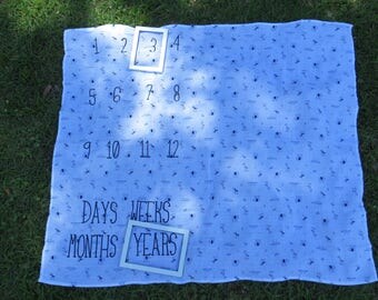 Baby Milestone Blanket (Boy Print/Navy)