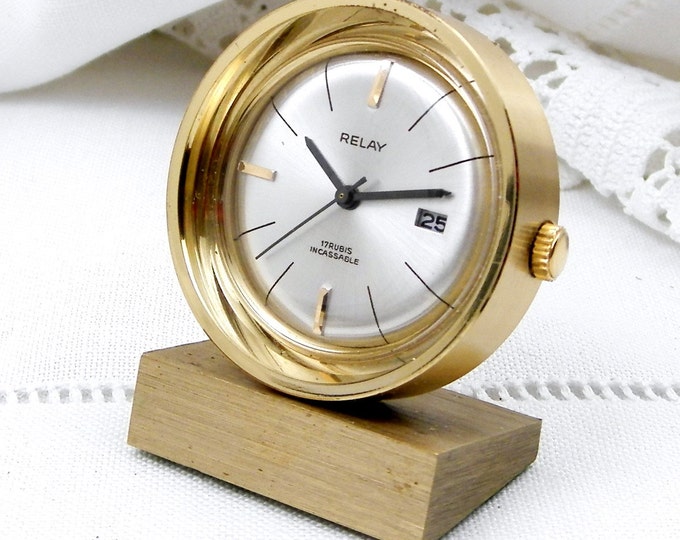 Rare Vintage Quality Miniature 17 Jewel "Relay" Working Mid Century French Mechanical Wind Up Clock, Home, Timepieace, Collection, Watch