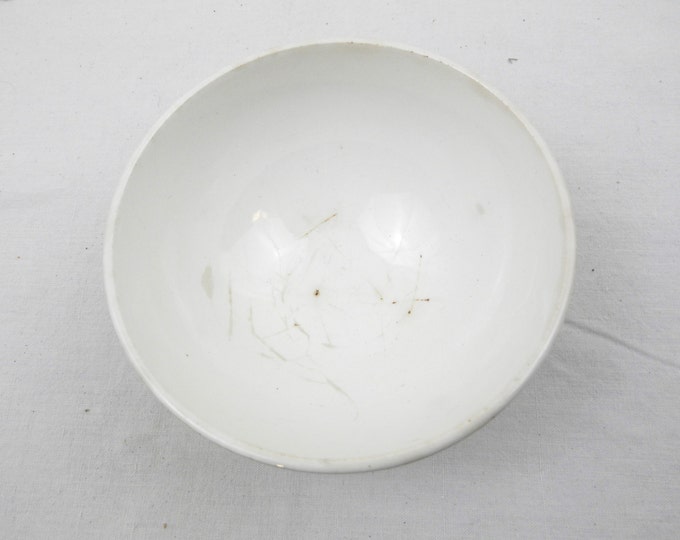 Antique French Ceramic Hand Painted Floral Pattern Café au Lait Coffee Bowl, French Country Decor, Rustic, Vintage, Digoin, Cottage, Chateau