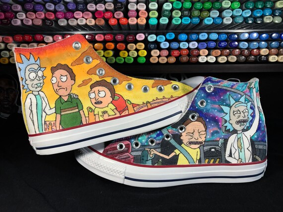 shoes morty rick custom and Hi & Morty Rick Custom Chuck Tops Taylor