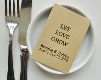 Wedding Seed Packet Favors-Wedding Favors-Kraft Packets-LET LOVE GROW-Personalized-Rustic Wedding-Wedding Reception-Wedding Favor Ideas