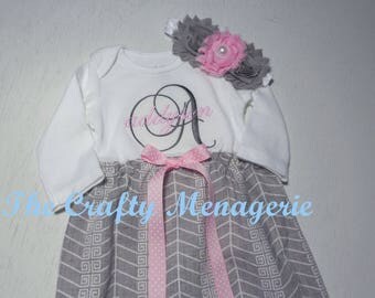 Baby Girl Gown, Coming Home Gown, Newborn Gown, Newborn Dress, Baby Girl Dress, Optional Hat, Headband or Burp Cloths
