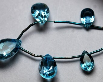5 Pcs,Finest Quality,AAA Natural Swiss Blue Topaz Micro Faceted Pear Shape,9-14mm