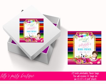 Fiesta Baby Shower Tags, Mexican Fiesta Baby ShowerTags, Senorita, Fiesta, Floral Fiesta- YOU PRINT