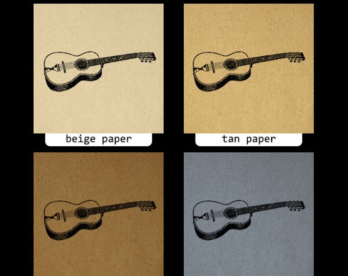 Digital Acoustic Guitar Image Printable Music Download Illustration Graphic Antique Clip Art Jpg Png Eps HQ 300dpi No.1165