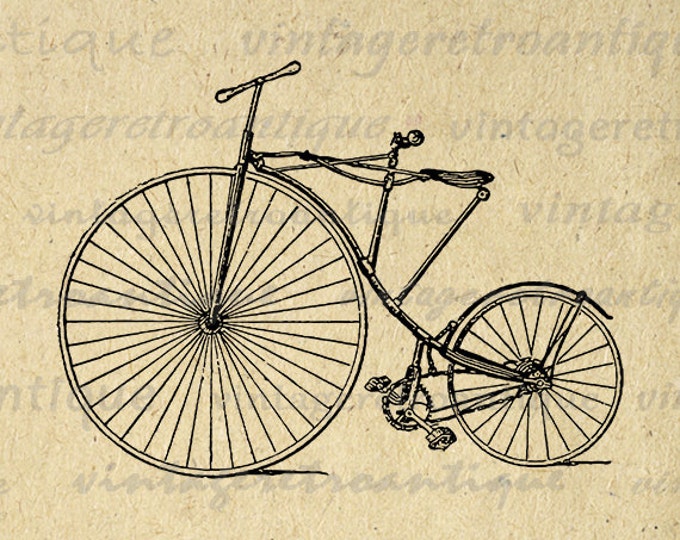 Antique Bicycle from 1880 Printable Graphic Download Bike Illustration Digital Image Artwork Vintage Clip Art HQ 300dpi No.3160