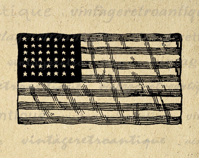 American Flag Graphic Image Digital United States Download Printable Vintage Clip Art Jpg Png Eps HQ 300dpi No.4177