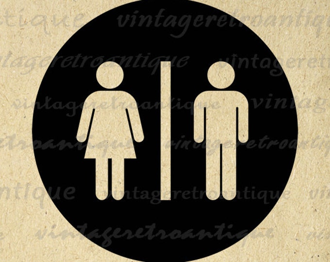 Digital Printable Male Female Symbol Image Bathroom Icon Restroom Symbol Graphic Download Antique Clip Art Jpg Png HQ 300dpi No.4422