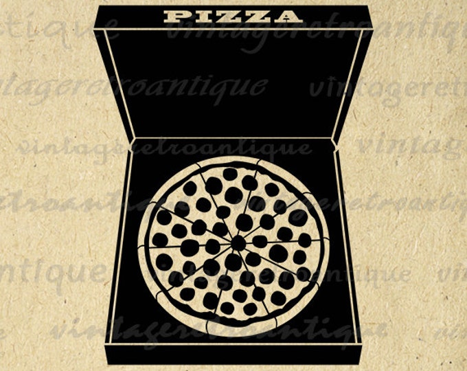 Pizza Image Digital Graphic Pizza Box Download Printable Artwork Antique Clip Art Jpg Png Eps HQ 300dpi No.4437