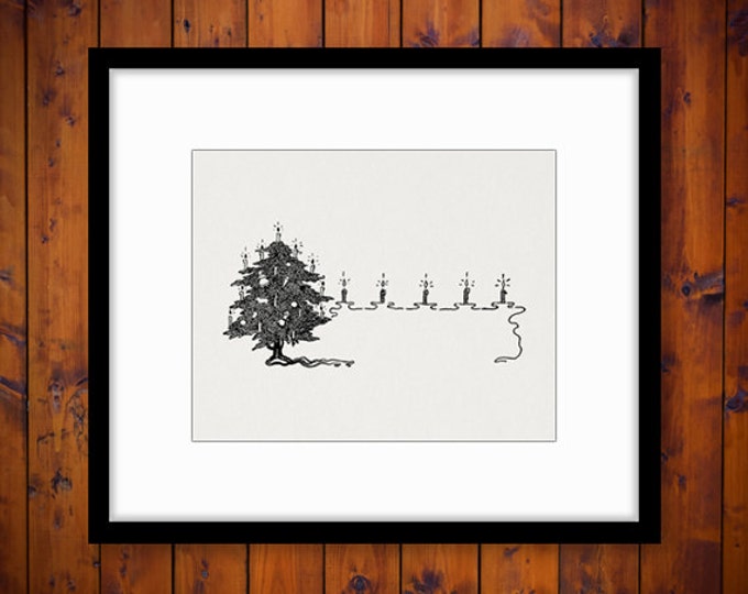 Christmas Tree with Candles Digital Image Download Printable Graphic Vintage Clip Art Jpg Png Eps HQ No.2440