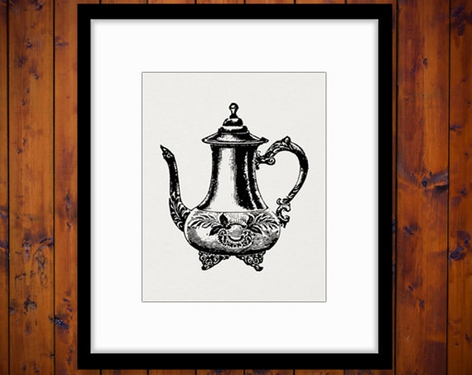 Digital Image Antique Teapot Printable Illustration Graphic Download Vintage Clip Art Jpg Png Eps HQ 300dpi No.1266