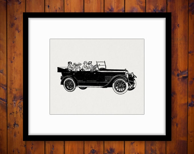 Antique Studebaker Car with Passengers Digital Graphic Image Vintage Car Download Printable Artwork Clip Art Jpg Png HQ 300dpi No.3467