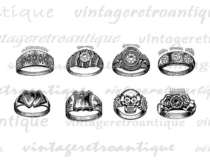 Digital Rings Collage Sheet Printable Download Graphic Image Antique Clip Art Jpg Png Eps HQ 300dpi No.1289