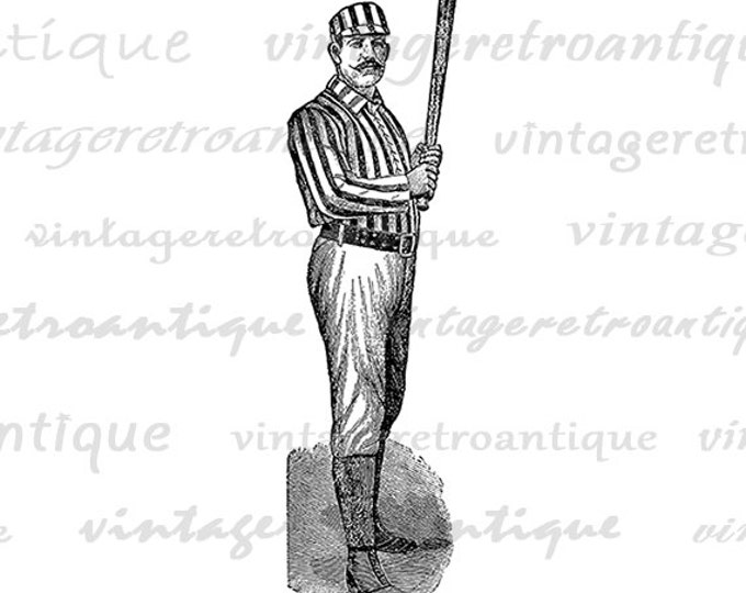 Printable Image Antique Baseball Download Baseball Player Graphic Sports Digital Vintage Clip Art for Transfers etc HQ 300dpi No.4099