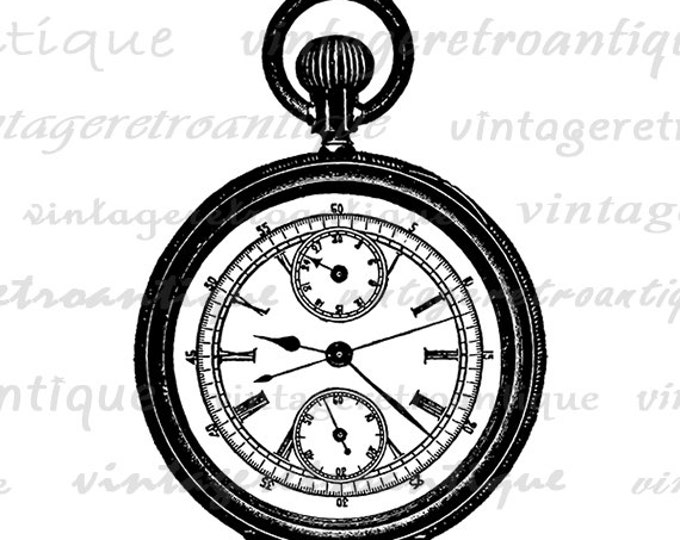 Antique Pocket Watch Graphic Digital Printable Pocketwatch Image Download Vintage Clip Art Jpg Png Eps 18x18 HQ 300dpi No.1307