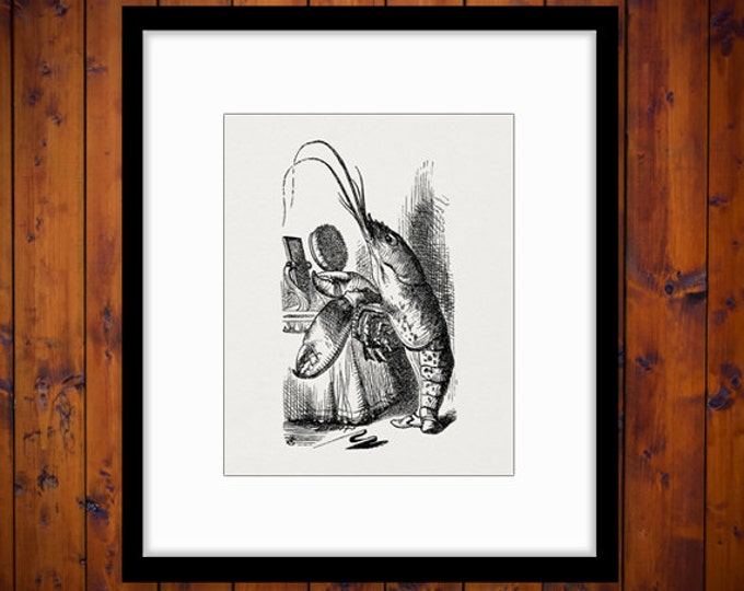 Digital Image Alice in Wonderland Download The Lobster Printable Graphic Vintage Clip Art Jpg Png Eps HQ 300dpi No.045