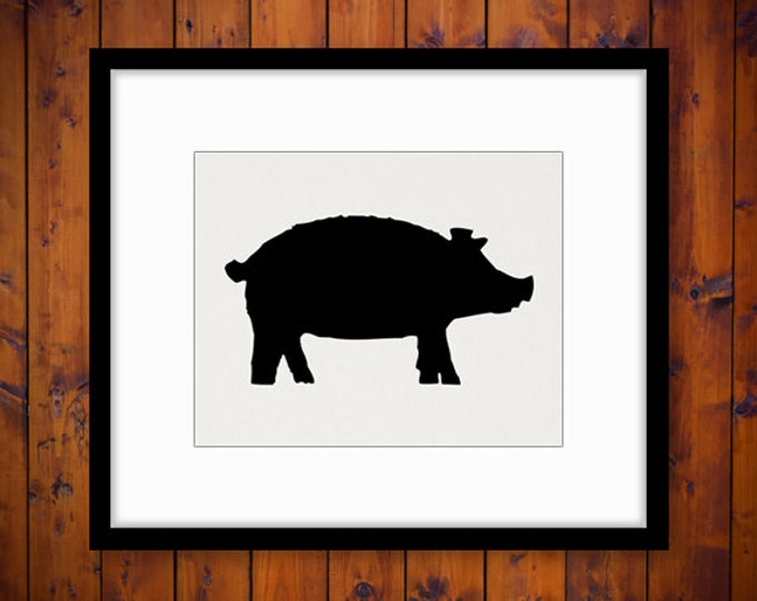 Printable Pig Silhouette Image Digital Pig Graphic Farm Animal Shape Pig Download for Transfers Pillows Tea Towels etc HQ 300dpi No.4695