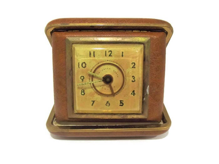 Vintage New Haven Jeweled Travel Alarm Clock/ 1940's
