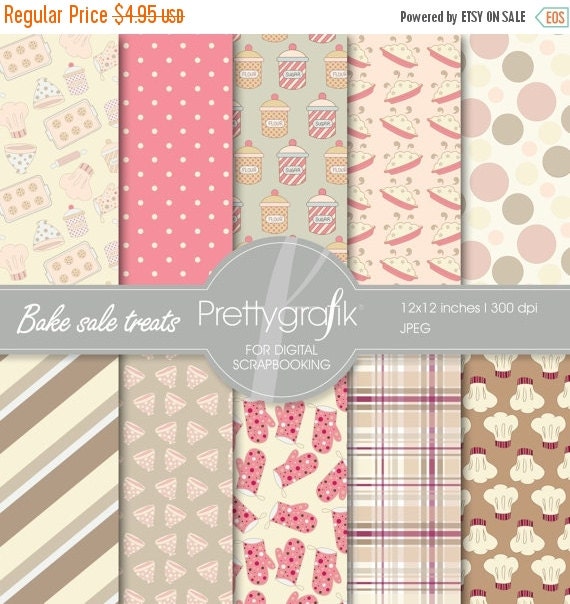 80% OFF SALE Bake sale treats digital paper, commercial use, scrapbook papers, background - PS526 Il_570xn
