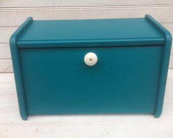 Bread Box, phone charging station, teal blue, iPhone Storage, iPod hidden storage, docking station, CB059