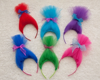 6, Troll Headbands, Troll Hair, Trolls, Troll Birthday, Troll Party Favor, Troll Birthday Party, Troll, Troll Party, Poppy, Troll Dress Up