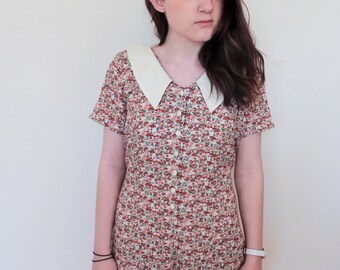 80s Vintage Playsuit // Vintage Romper // 80s Vintage Dress // Floral Jumpsuit // Pink Floral Playsuit // Vintage Floral Clothing