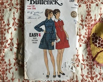1960s Butterick 5913 bust 34 dress with collar