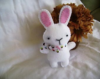 Felt Bunny, Stuffed Bunny Toy, White Felt Bunny, Felt Rabbit, Easter Toy Bunny