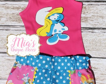 Smurf Short Set, Toddler Short Set, Coachella Shorts