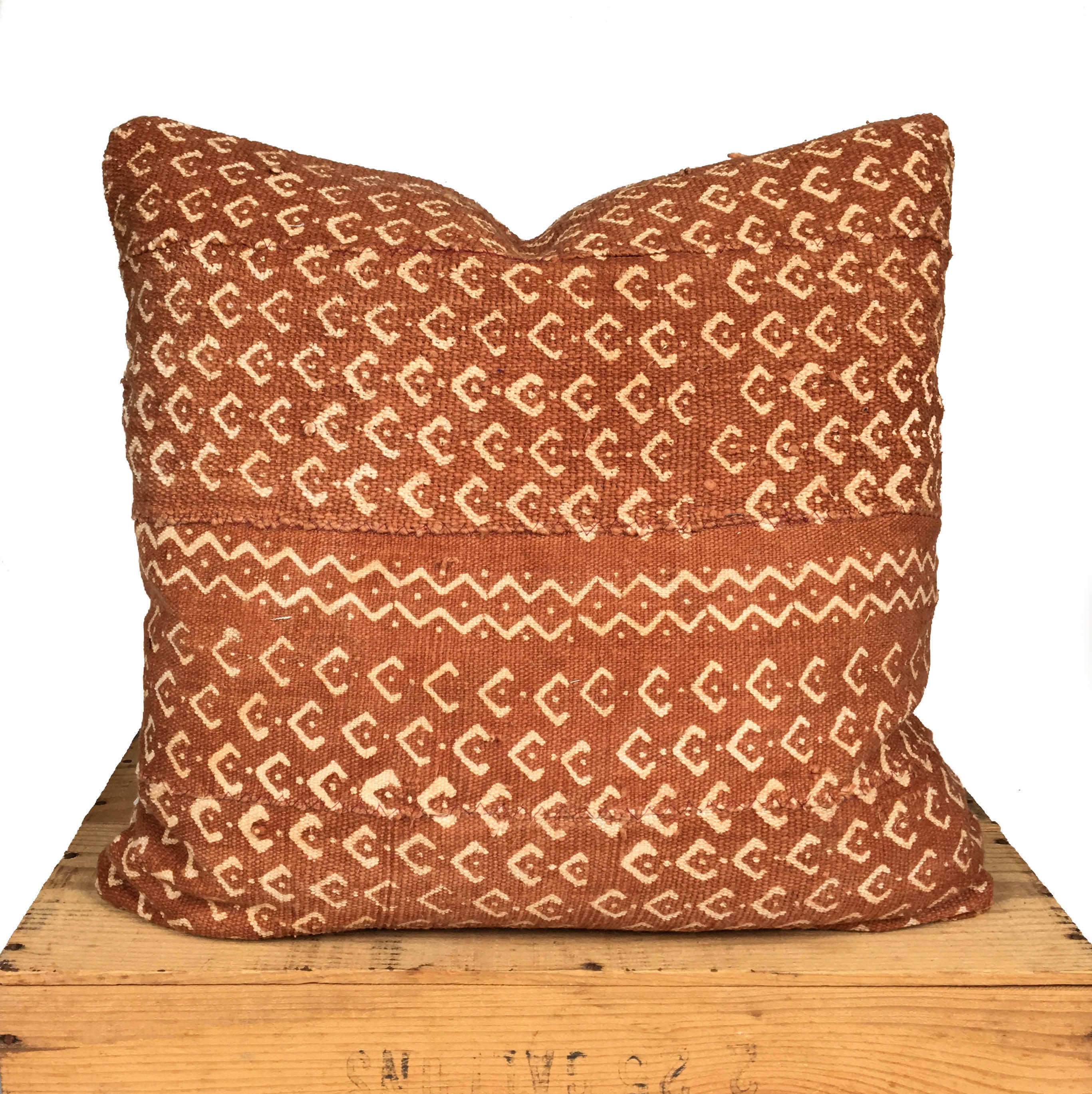 Laguna Rust Mudcloth Pillow Cover Authentic Mud Cloth Pillow