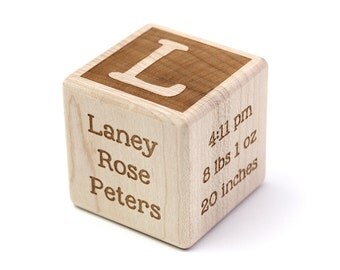 1.75 inch Classic Baby Block in Maple, New Baby Personalized Wood Gift